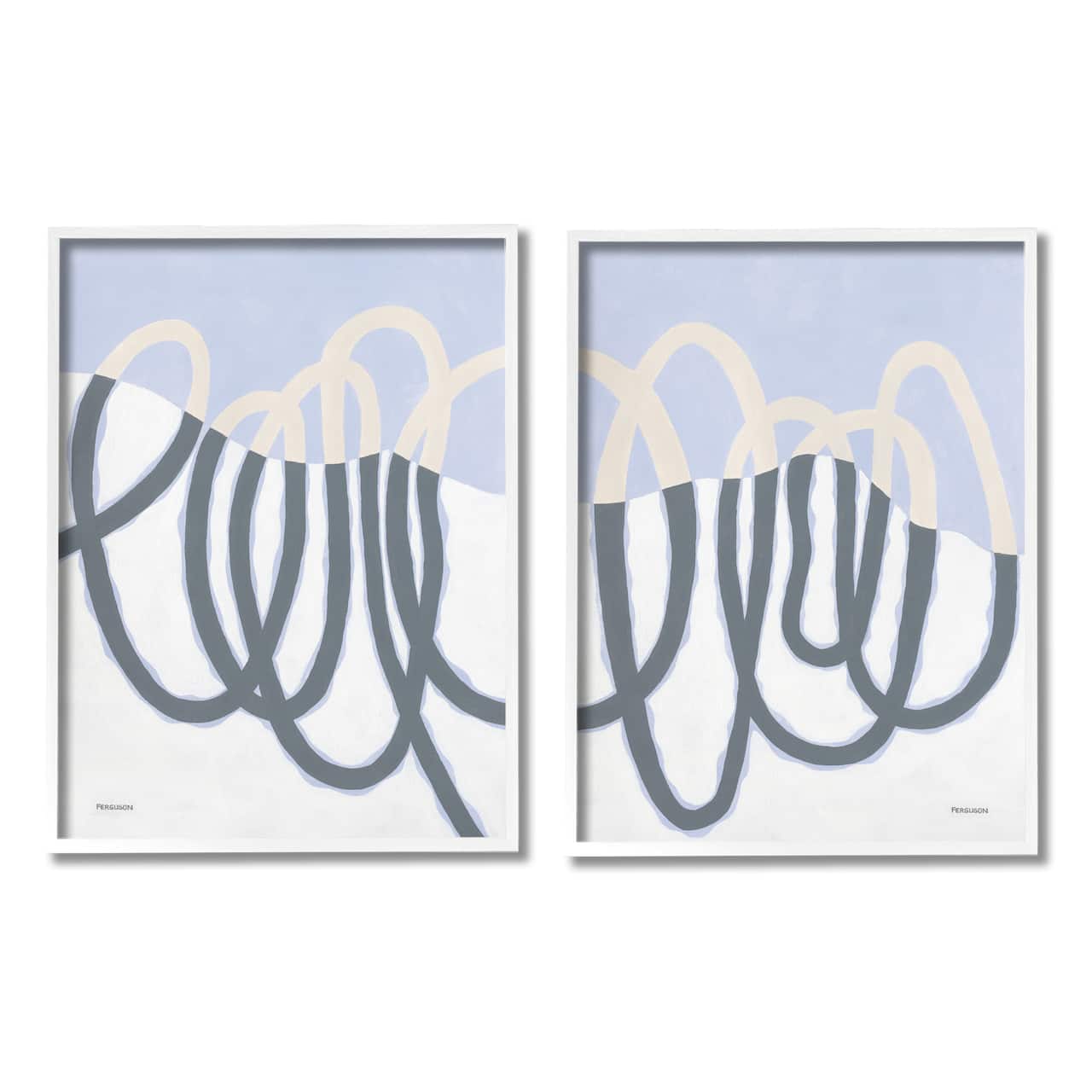 Stupell Industries Contrasting Wave Line Abstract Blue Nautical Painting Framed Wall Art